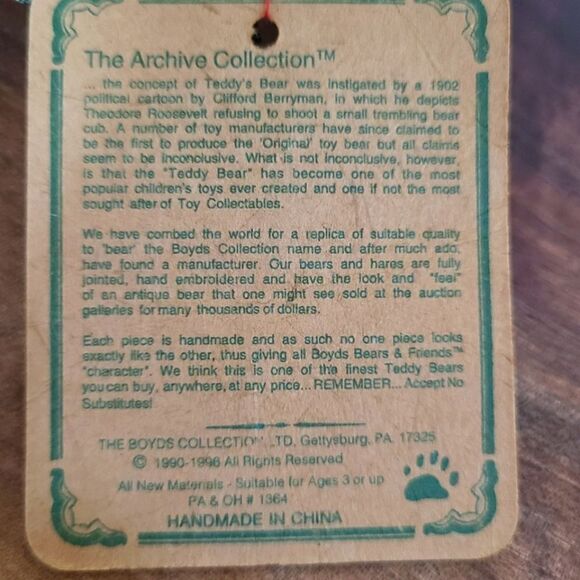 Vintage Boyd's Bears Archive Collection Becky 5" - 7" Original Tags - Picture 4 of 7